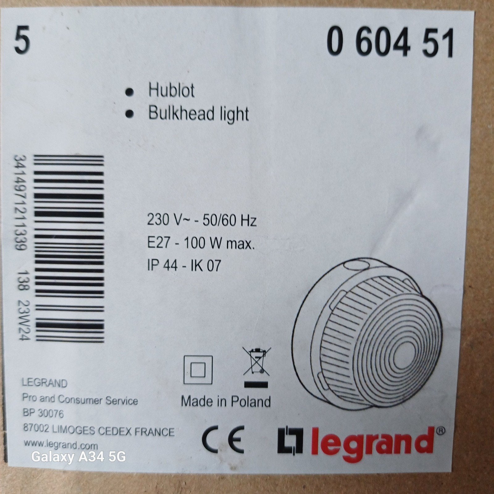 Hublot Legrand, Maison & Meubles, Lampes | Appliques, Neuf, Verre, Compatible extérieur, Blanc, Enlèvement ou Envoi