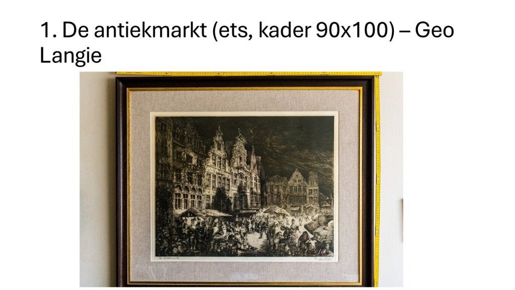 Etsen Geo Langie e.a., kunstafdrukken en kunstobjecten, Antiek en Kunst, Kunst | Etsen en Gravures, Ophalen of Verzenden, Overige technieken