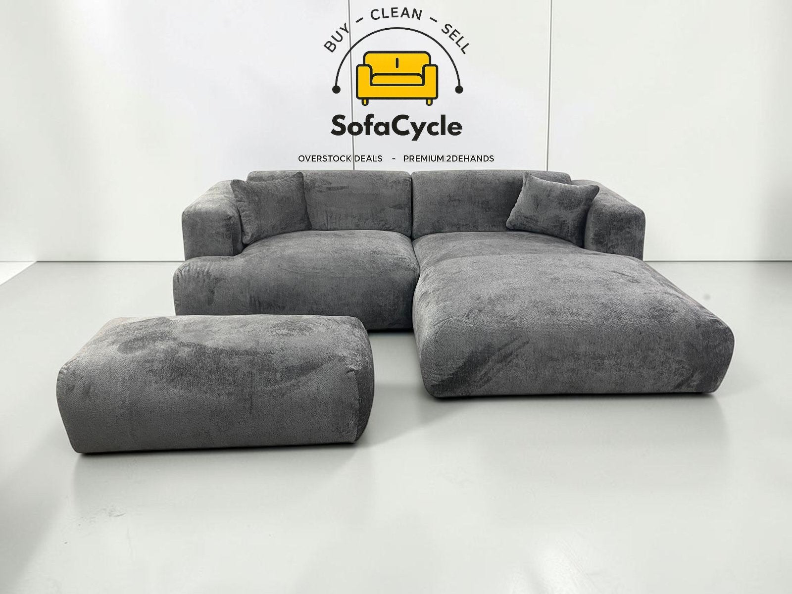 Nieuwe Topdeal SofaCycle - Antraciete Hoekzetel, Huis en Inrichting, Ophalen of Verzenden, Zo goed als nieuw, SofaCycle, Info@sofacycle.be