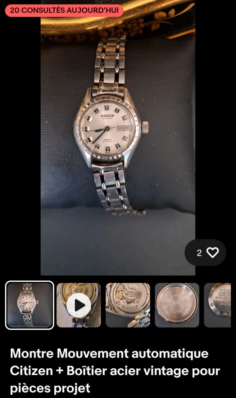 Montre Vintage Automatique Citizen + Boîtier Vintage, Enlèvement ou Envoi, Acier, Acier