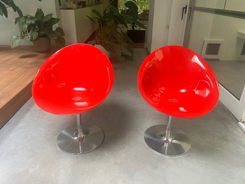 2 originele Kartell Erol /S/ draaistoelen Philippe Starck, Ophalen, Kunststof, Twee, Zo goed als nieuw