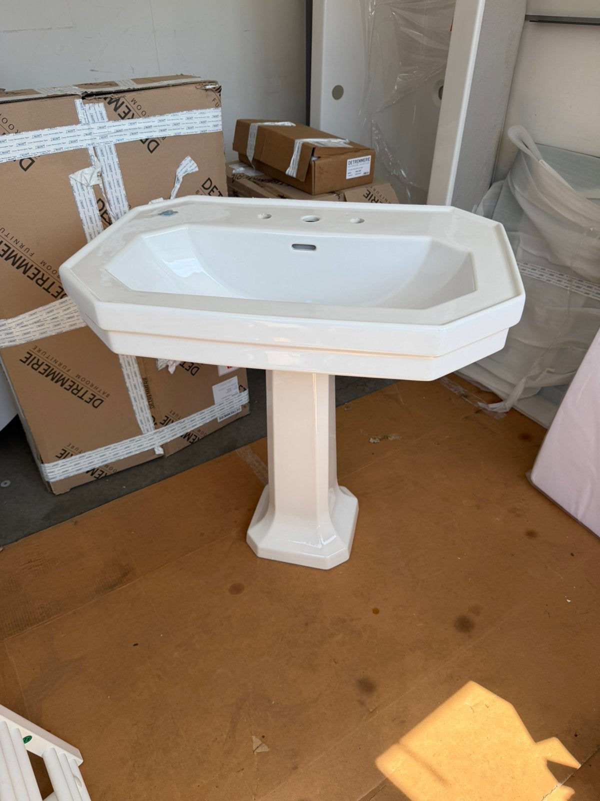 Classic wastafel met zuil keramiek, Bricolage & Construction, Sanitaire, Enlèvement, Comme neuf, Lavabo