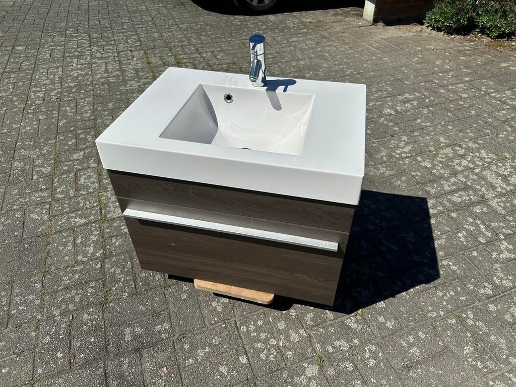 Badkamermeubel + spiegelkast – lavabo & Hansgrohe kraan, Maison & Meubles, Enlèvement, Comme neuf, Armoire à miroir
