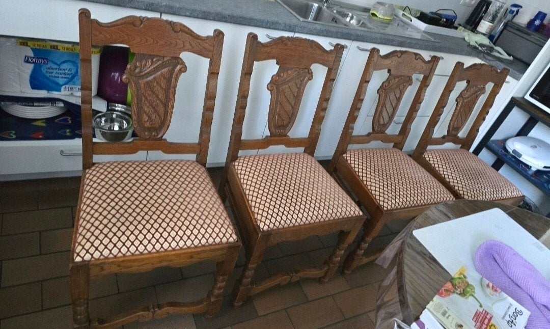 4 houten stoelen, Brun, Enlèvement, Utilisé, Bois
