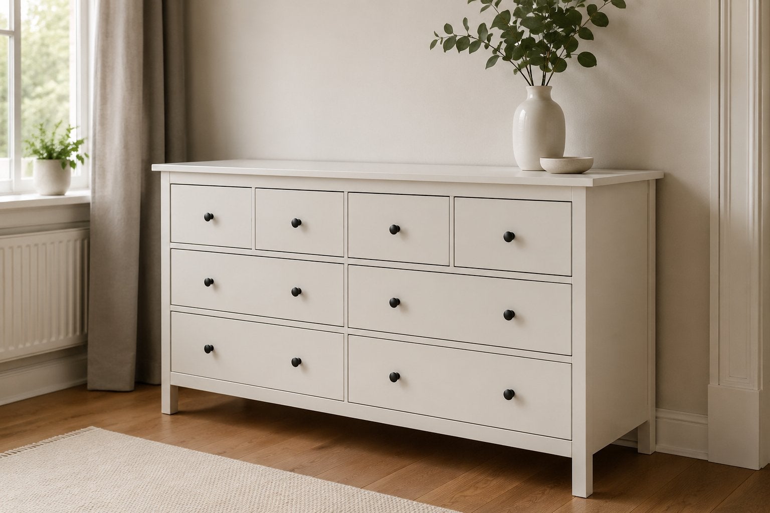 Commode IKEA HEMNES - 8 tiroirs - Teinté blanc (16096 cm), Maison & Meubles, Armoires | Commodes, Utilisé, 150 à 200 cm, 50 à 100 cm