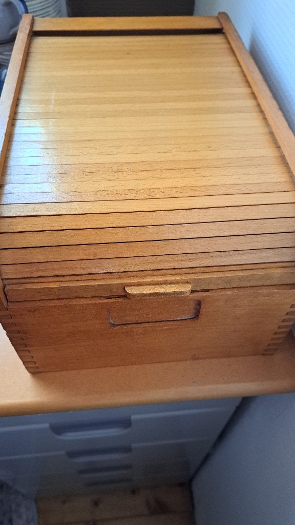 Authentieke houten kaartenbak, Ophalen of Verzenden