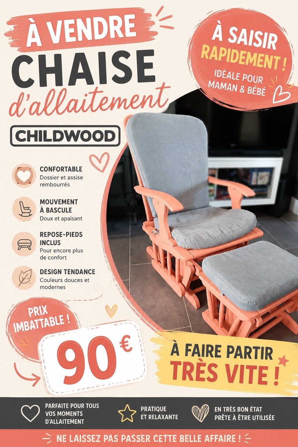 Chaise d allaitement Childwood, Ophalen, Gebruikt