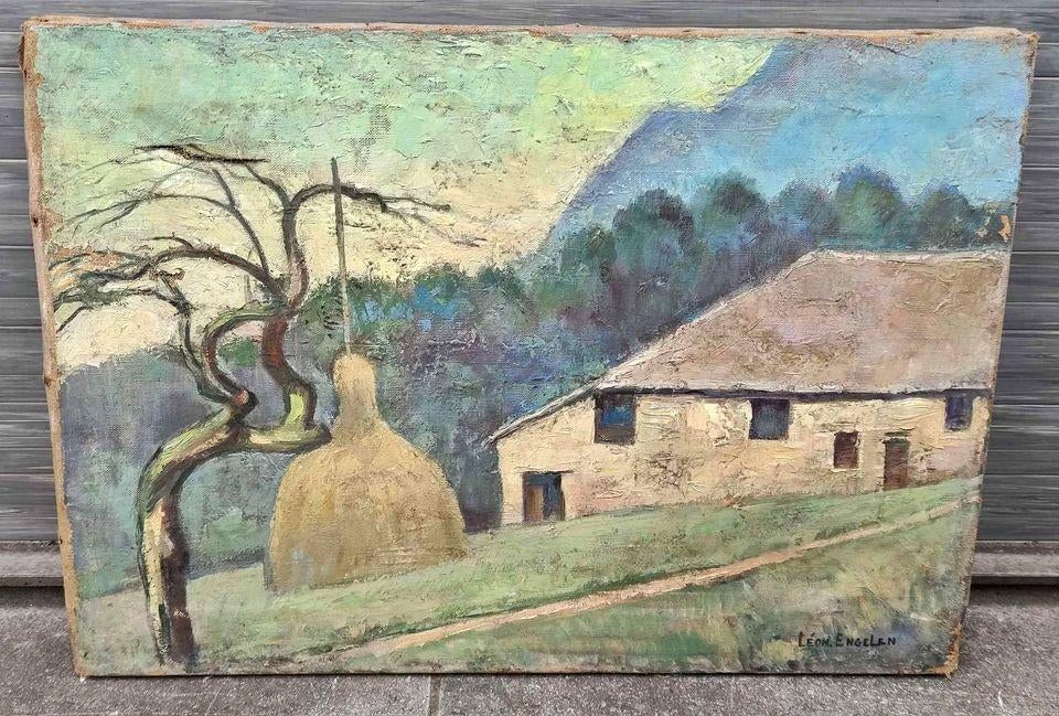 Huile sur toile paysage signe Léon engelen, Antiek en Kunst, Ophalen of Verzenden