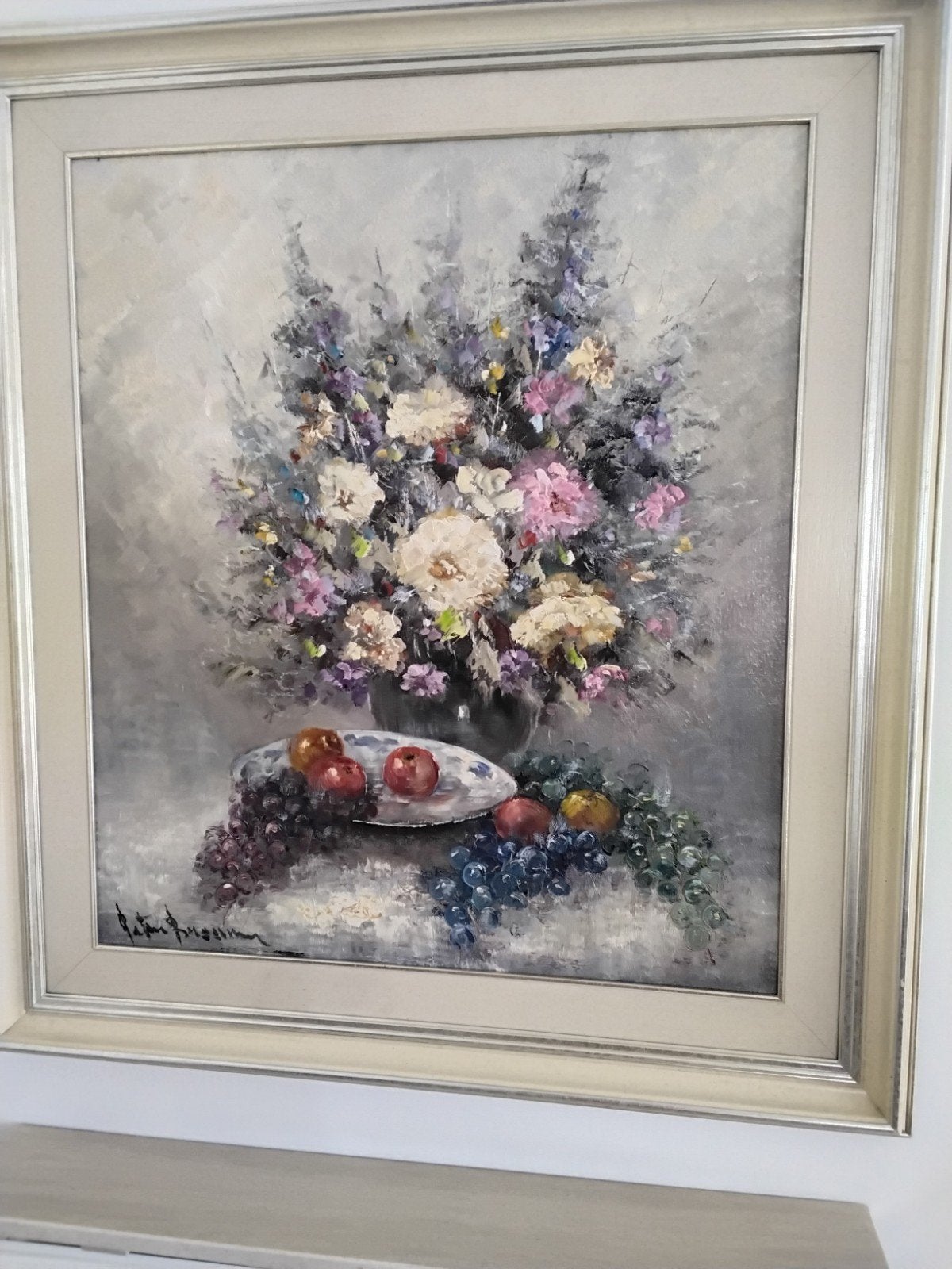 Bloemen schilderij met certificaat, Ophalen
