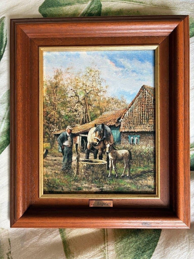 Leon Engelen schilderijtjes, Moins de 50 cm, Comme neuf, Enlèvement, Création originale