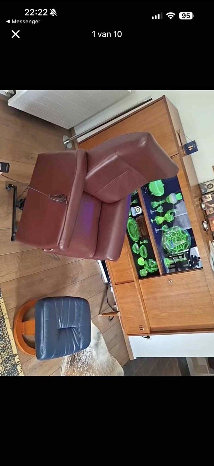 Luxe Bordeauxrode Leren Sta-op Stoel, Huis en Inrichting, Ophalen, Zo goed als nieuw, Leer