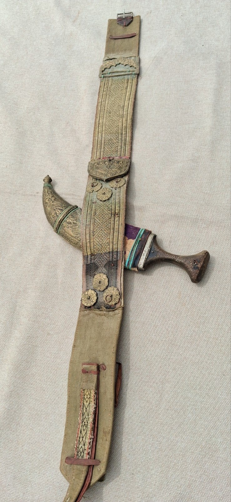 Poignard oriental ancien avec ceinture, Collections, Enlèvement ou Envoi