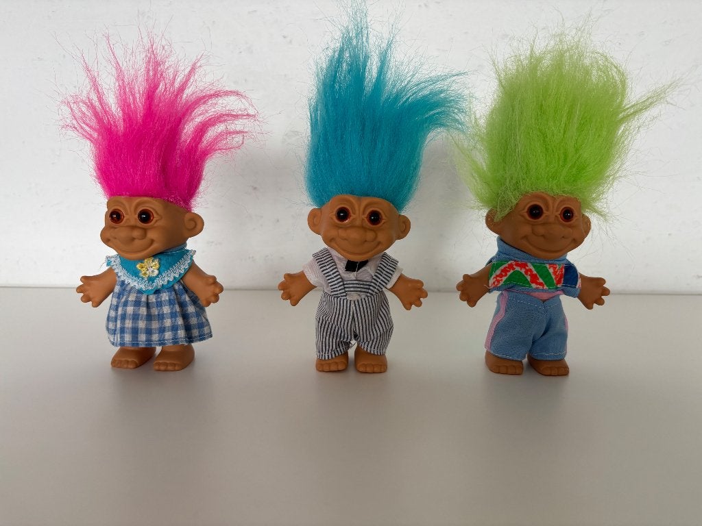Set van 3 vintage trollen (jaren 90), Verzamelen, Ophalen of Verzenden, Zo goed als nieuw