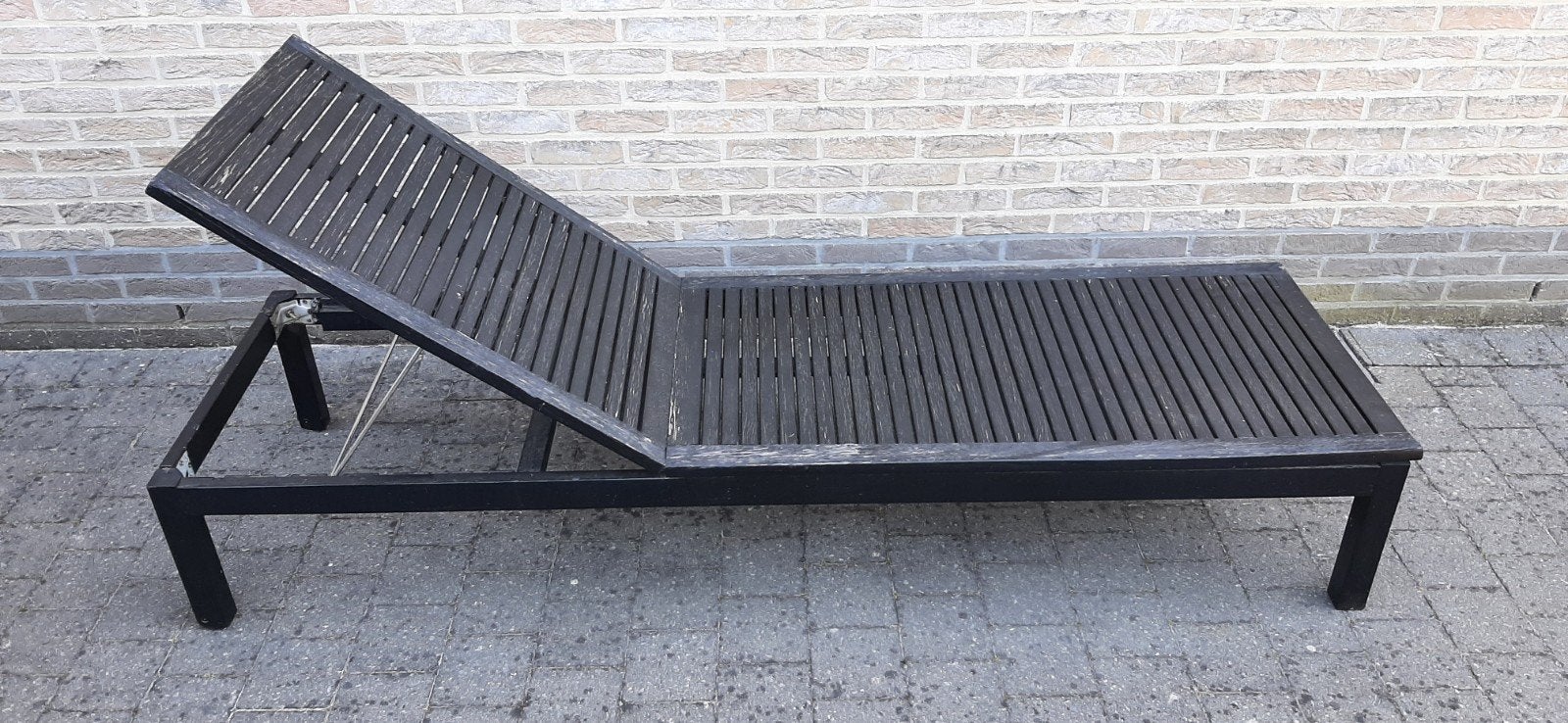 Ligbed in hout, Tuin en Terras, Ophalen, Gebruikt, Hout, Verstelbaar