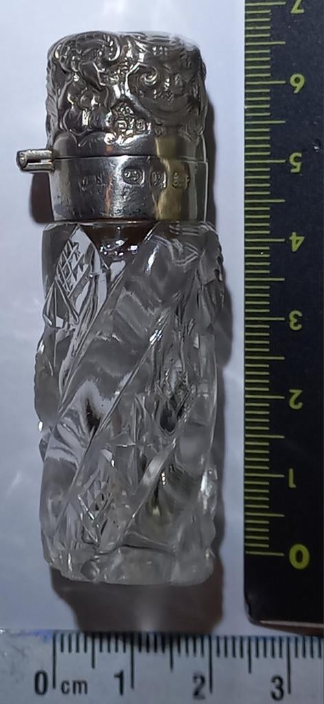 Parfumflesje in art nouveau-kristal en zilver, Ophalen of Verzenden