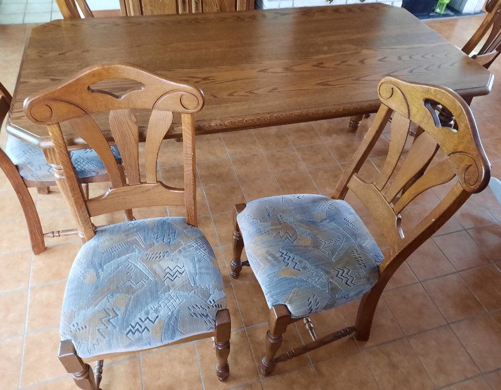 6 eiken zware mooie beklede stoelen, Ophalen