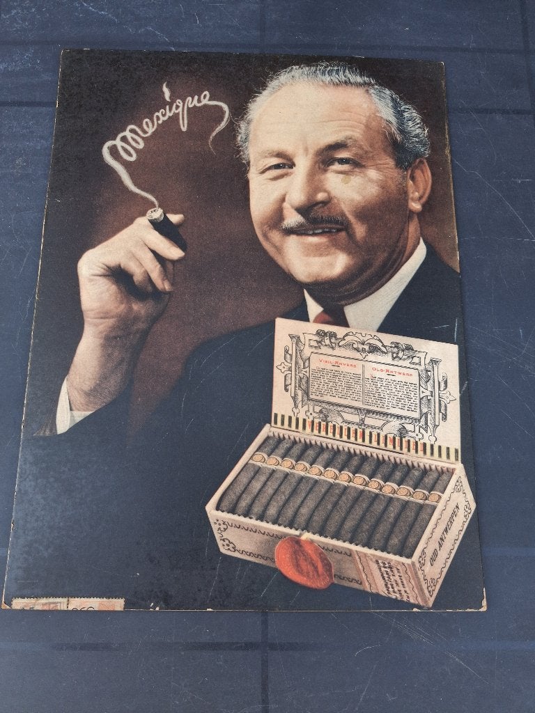 publicitaire ancienne CIGAREN OUD ANTWERPEN taxe 0,60, Collections, Marques & Objets publicitaires, Comme neuf, Panneau publicitaire