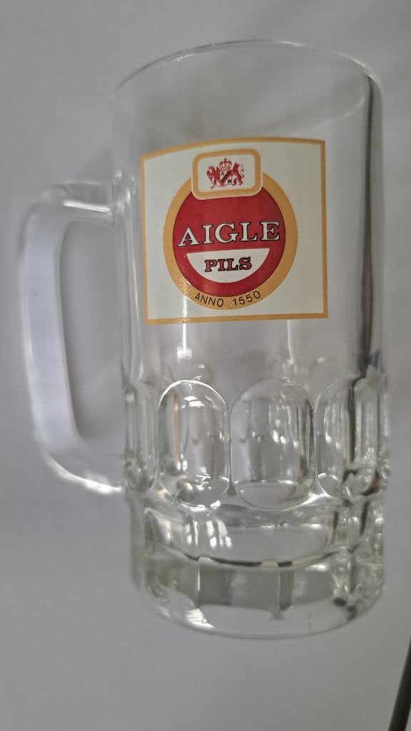 Partij (16x) vintage Aigle Pils bierpullen / glazen met oor, Ophalen of Verzenden