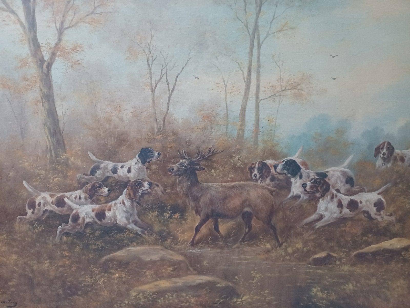 Zeer mooi jachttafereel  Schouten, Ophalen of Verzenden