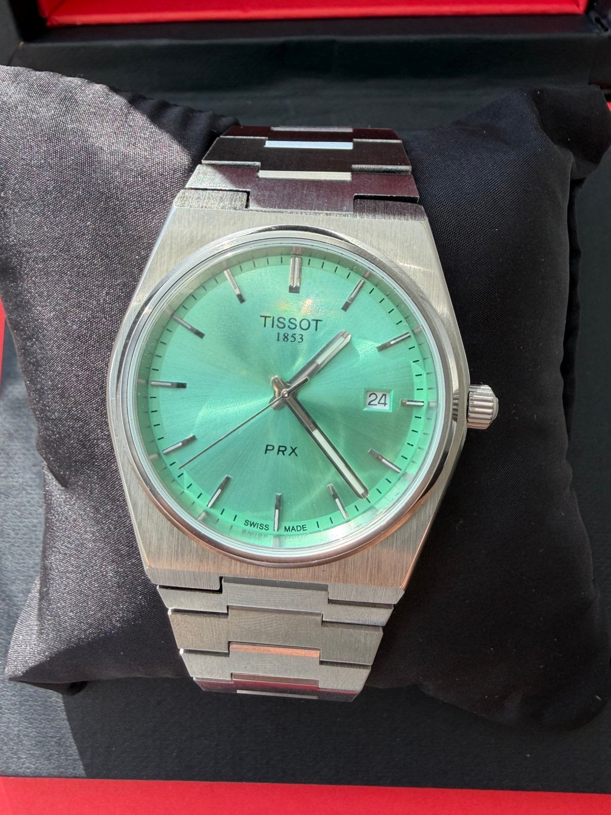 Tissot PRX 40 Quartz Mintgroen in nieuwe staat, Overige merken, Staal, Staal, Polshorloge