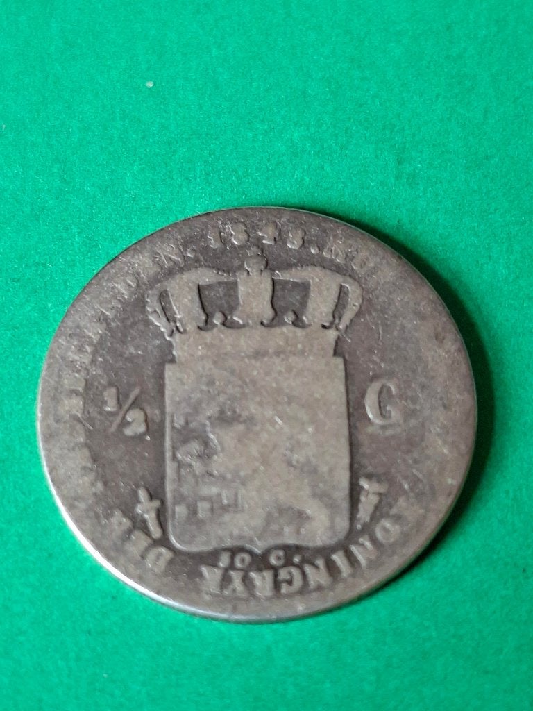 1848 Nederland 1/2 gulden in zilver Willem II, ½ gulden, Verzenden, Zilver, Losse munt
