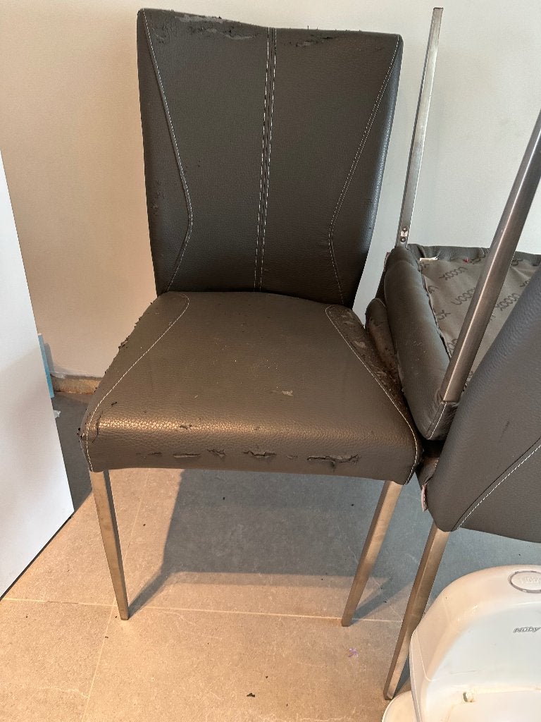 8 Stoelen - verduurde bekleding, Ophalen, Kunststof, Gebruikt, Overige kleuren