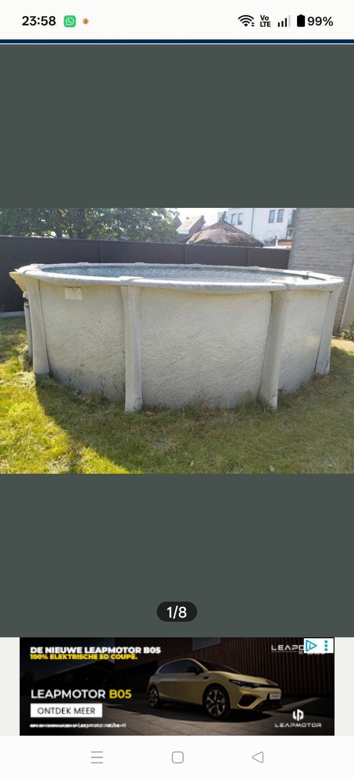 Piscine 4,66 m XL h 1,3 m, avec paroi en acier, filtre à sab, Enlèvement