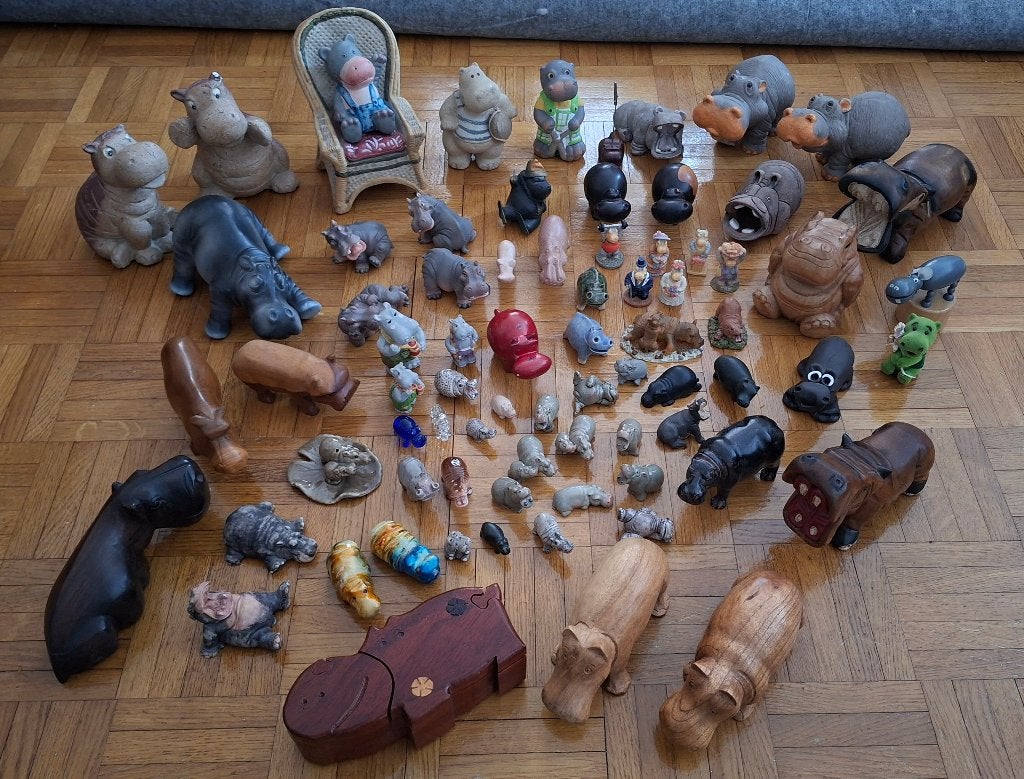 Collection de 78 figurines d'hippopotames, Enlèvement, Utilisé, Animal