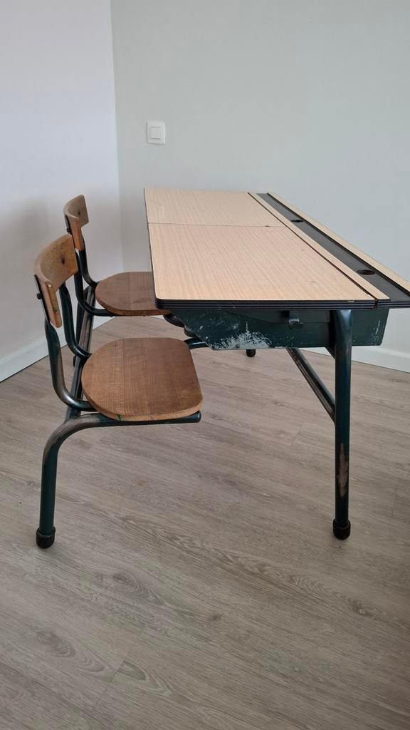 Dubbele schoolbank, Huis en Inrichting, Ophalen, Metaal