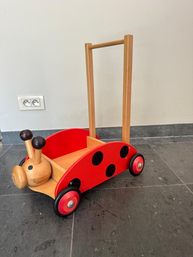 Houten loopwagen in de vorm van een lieveheersbeestje, Kinderen en Baby's, Ophalen, Gebruikt, Duw- of Trekspeelgoed