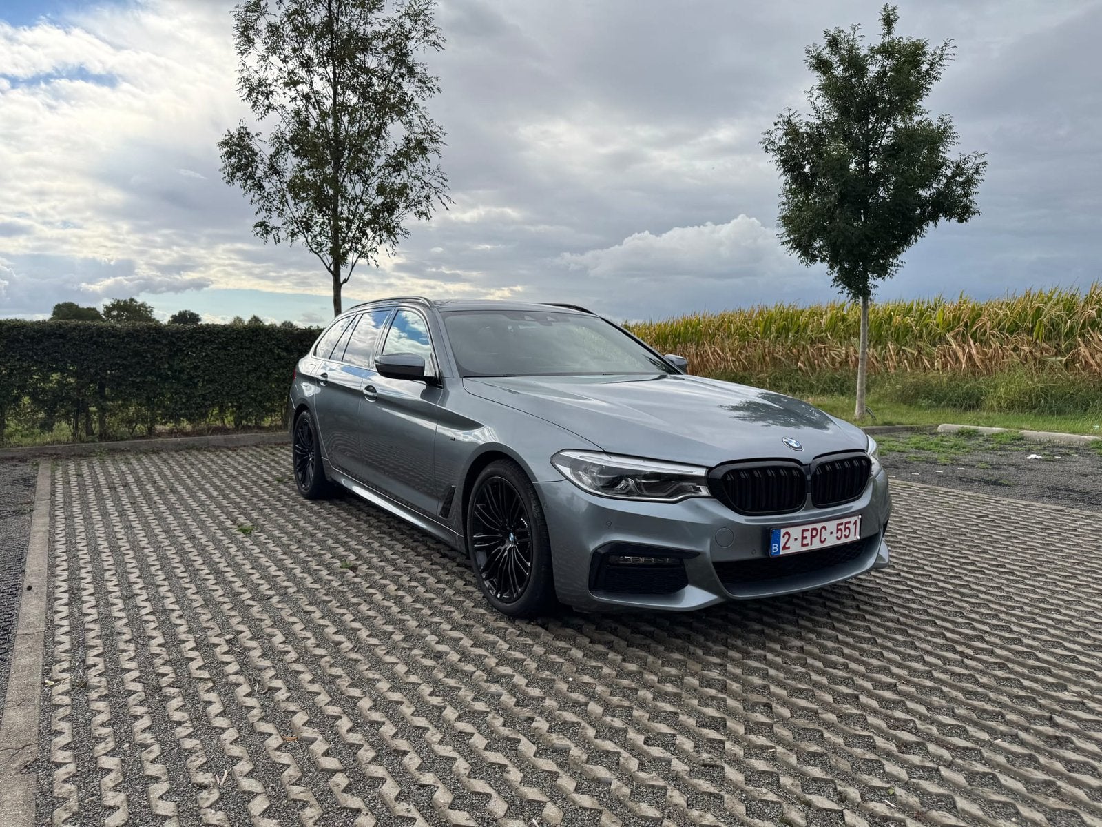 BMW 520i M Sport Touring, Autos, Cuir, Argent ou Gris, 2000 kg, Noir