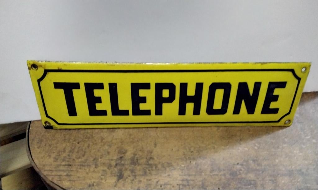 EMAILLE PLAAT: TELEFOON, Ophalen of Verzenden, Gebruikt, Reclamebord