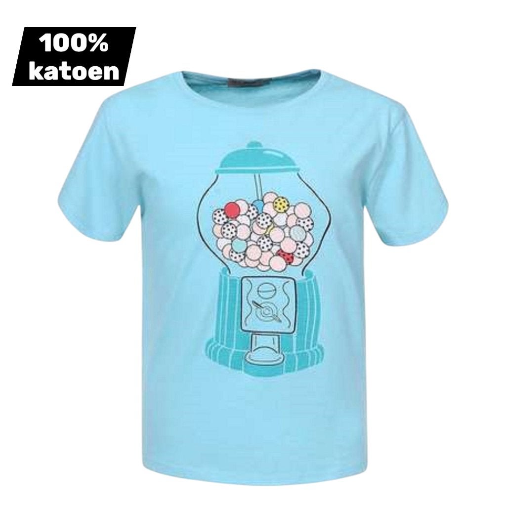 T-shirt 100% coton Candy Machine Turquoise 116, Enfants & Bébés, Enlèvement ou Envoi, Neuf, Fille, Chemise ou À manches longues