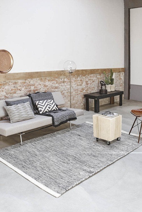 NIEUW VLOERKLEED TAPIJT carpet wol wit/zwart 170x230 cm, Maison & Meubles, Neuf, Noir, 150 à 200 cm, Rectangulaire