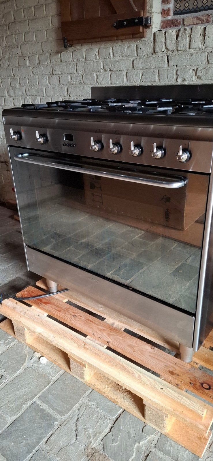Cuisinière à gaz Smeg 90cm en acier inoxydable + four électr, Electroménager, Gaz, Gril, Enlèvement, Utilisé
