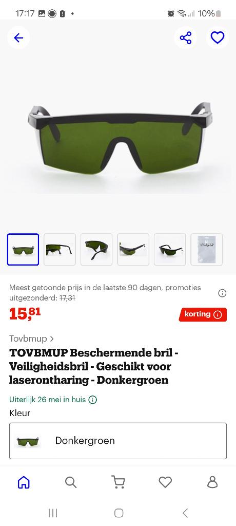 Veiligheidsbril laserontharing en IPL, Handtassen en Accessoires, Uiterlijk | Lichaamsverzorging, Ophalen of Verzenden, Nieuw