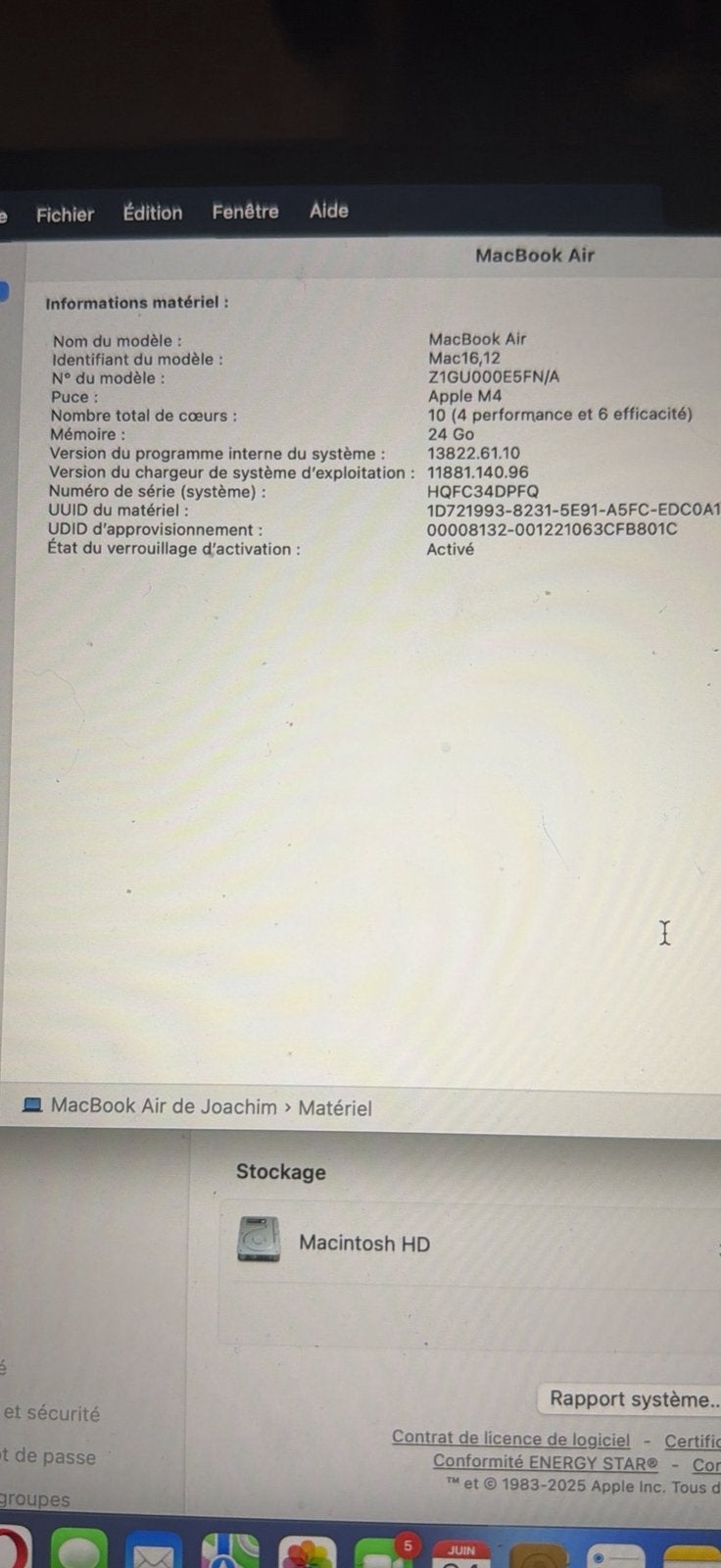 MacBook Air M4 13” Minuit — 24Go / 512Go / GPU 10 cœurs, Enlèvement, Comme neuf