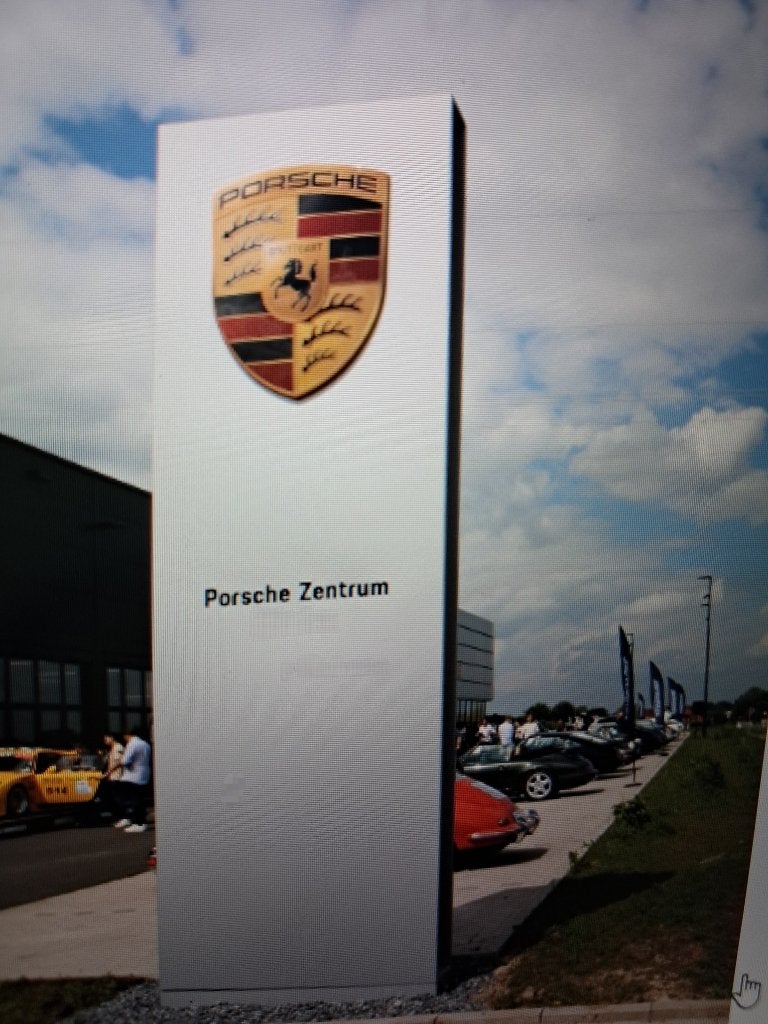 Originele Porsche reclame lichtbakplaat Oude Logo 122cm/92cm, Verzamelen, Ophalen, Zo goed als nieuw, Reclamebord