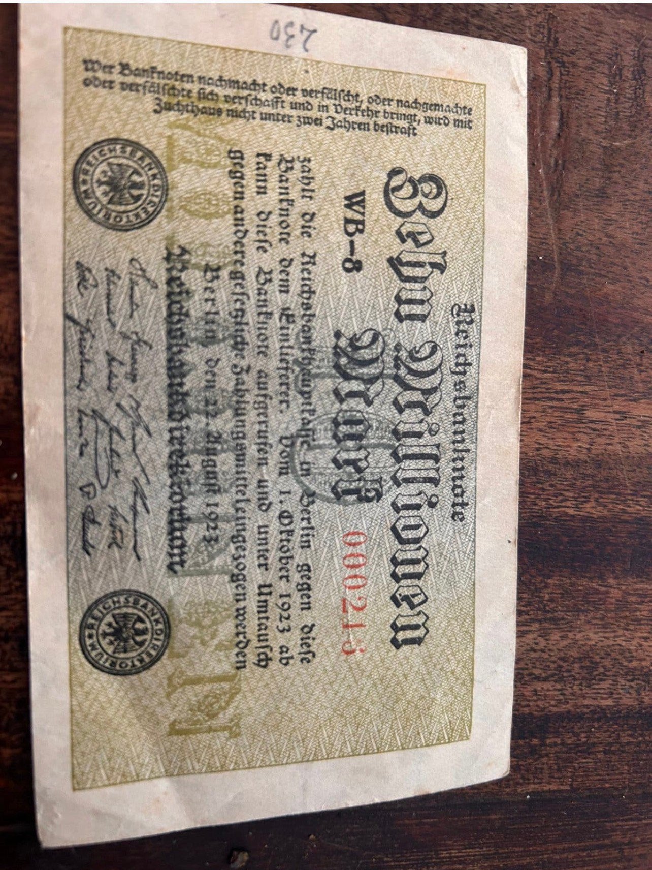 Billet 1922, Enlèvement ou Envoi