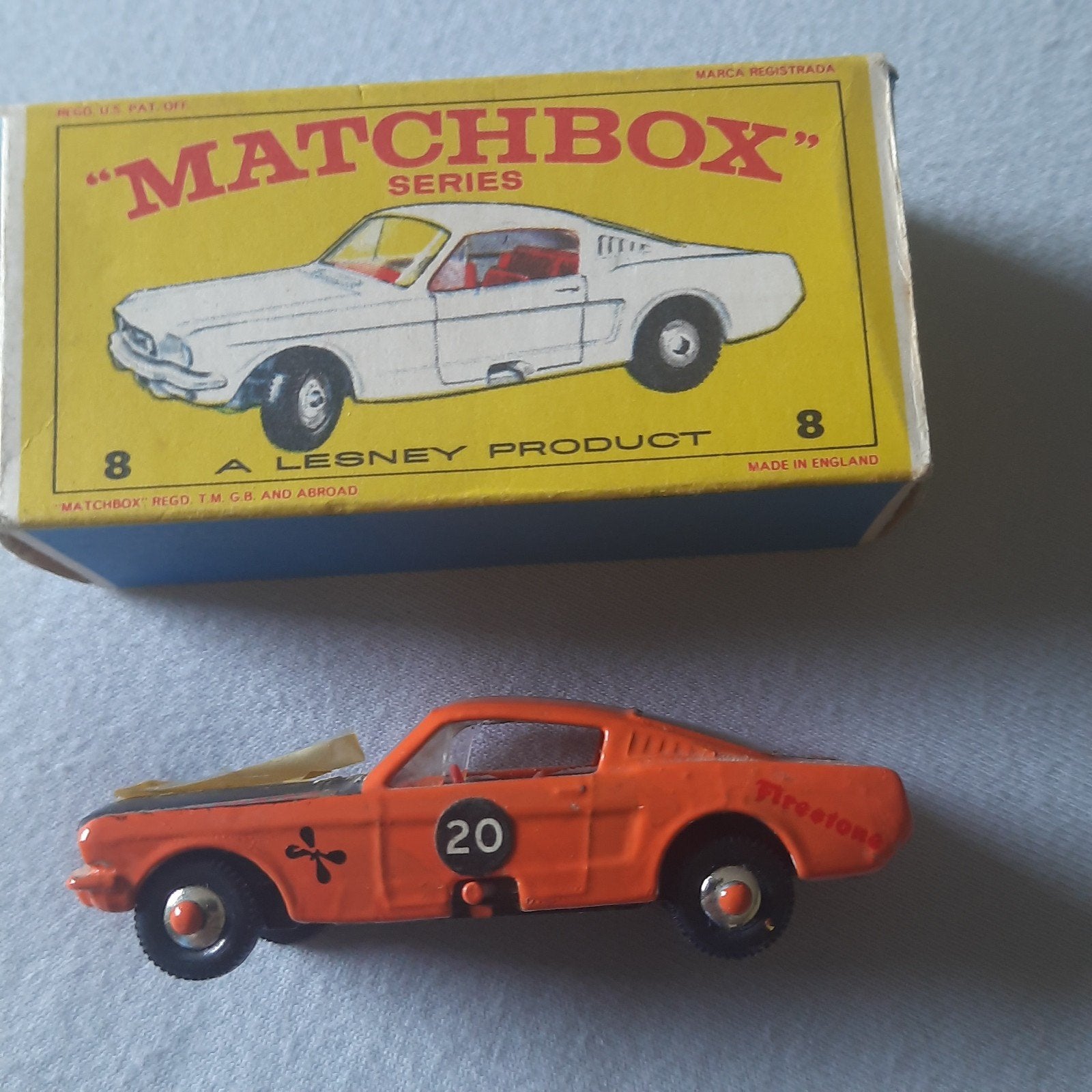 MATCHBOX SERIES nr.8e UK* FORD MUSTANG*VINTAGE* BOXED * MOC, Hobby en Vrije tijd, Modelauto's | 1:87, Ophalen, Nieuw, Auto, Matchbox
