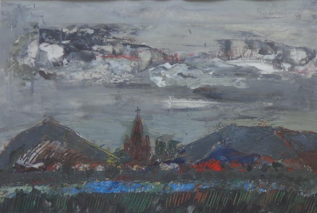 JACK GODDERIS / HEUVELS / OLIEVERF KARTON / 48x58cm / KADER, Antiquités & Art, Art | Peinture | Moderne, Peinture à l'huile, Enlèvement ou Envoi