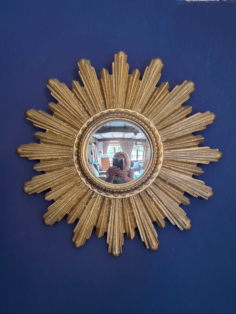 Vintage bolle zonnespiegel, Ophalen of Verzenden, Rond, Minder dan 50 cm, Minder dan 100 cm