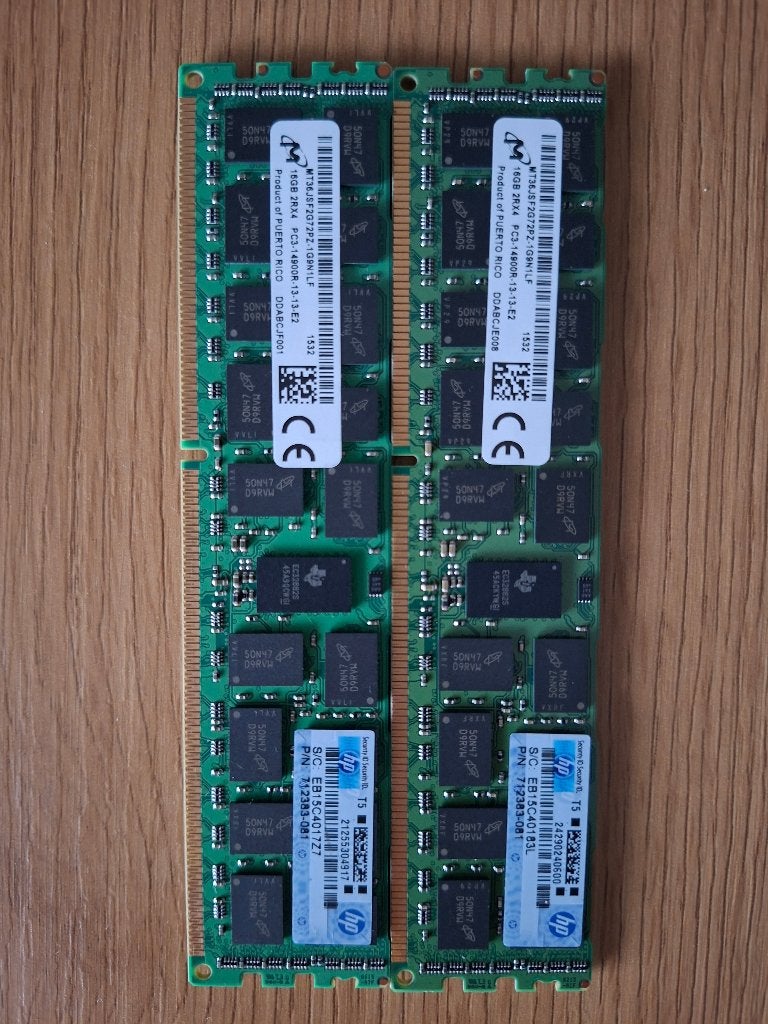 Lot 2 RAM DDR3 16 Go ECC REG Micron HP PC3-14900R, 32 GB, Enlèvement ou Envoi, DDR3, Serveur