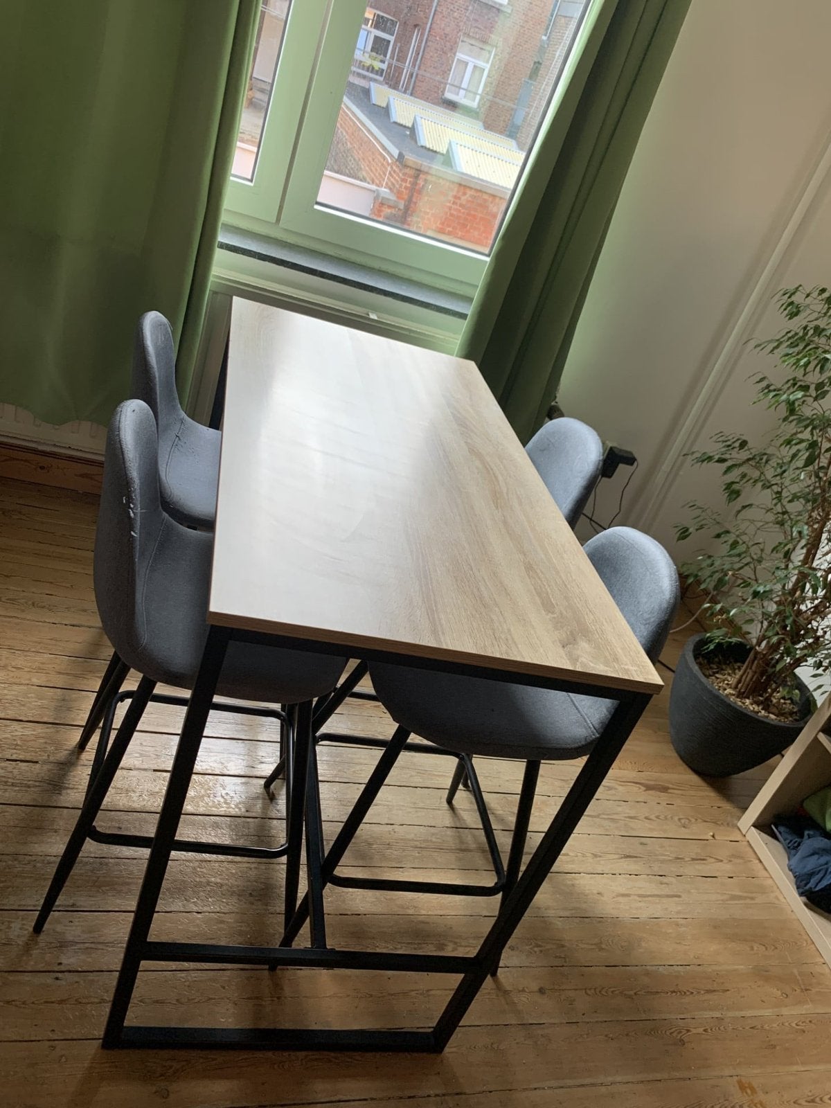 Table haute avec 4 chaises, Maison & Meubles, Enlèvement, Comme neuf