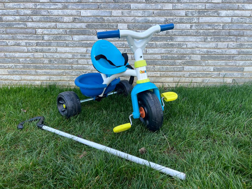 Smoby Driewieler - kleur blauw, Enlèvement, Comme neuf, Smoby, Tige de poussée