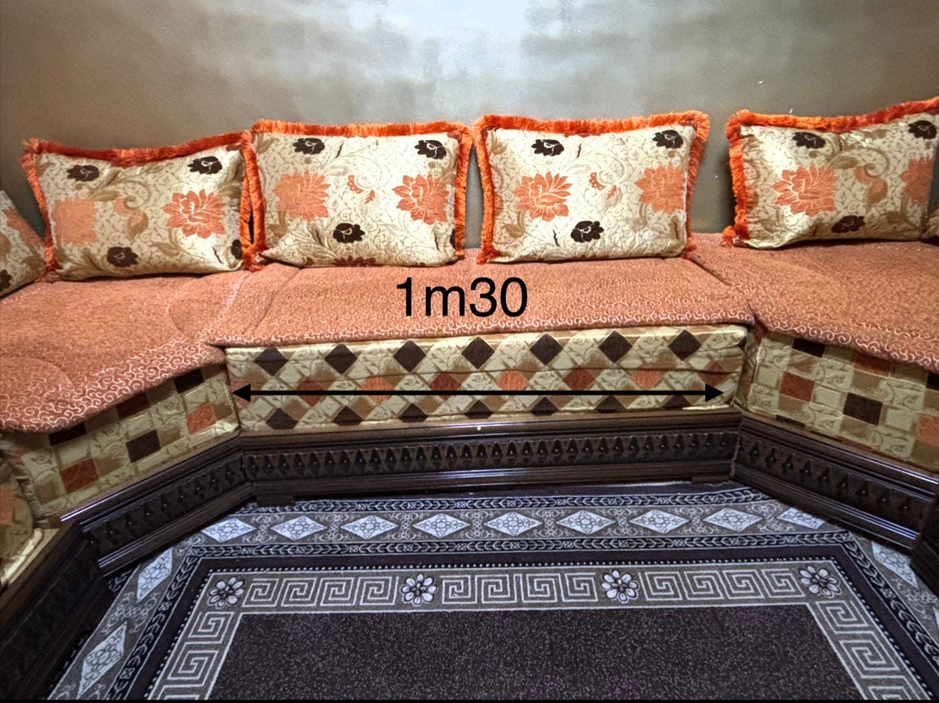 Salon marocain complet (3 table + rideau + tapis), Maison & Meubles, Enlèvement, Comme neuf, Bois