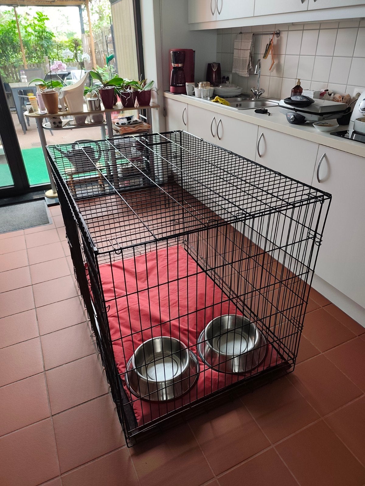 bench + mat + 2x kom, Animaux & Accessoires, Caisses pour chiens, Enlèvement, Utilisé