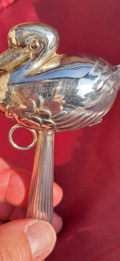 Antieke verzilverde rammelaar voor Baby, Ophalen of Verzenden