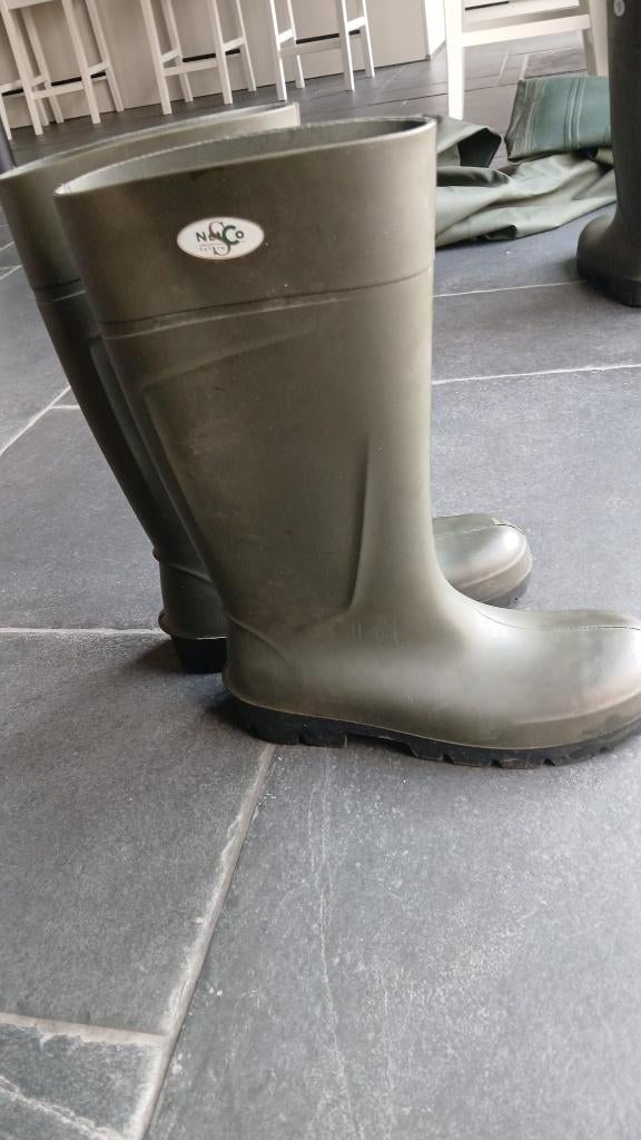 Bottes caoutchouc vertes. Bouts renforcés. Nickel. Netco, Vêtements | Hommes, Chaussures, Comme neuf, Enlèvement, Autres couleurs