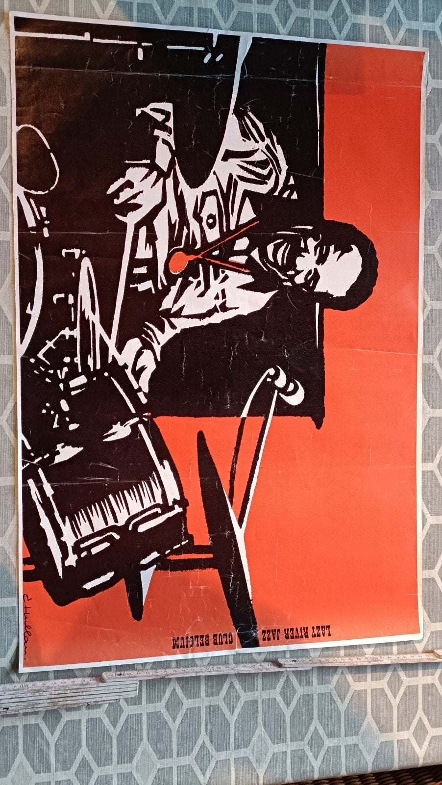 Vintage affiche Lazy River Jazz Club Belgium, Ophalen of Verzenden